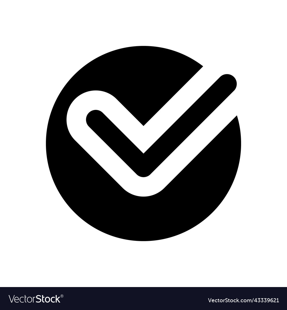 Accept button black glyph ui icon vector image Accept button black glyph ui icon