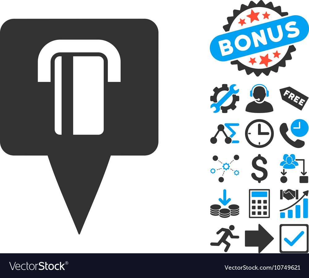 Bank terminal map pointer flat icon