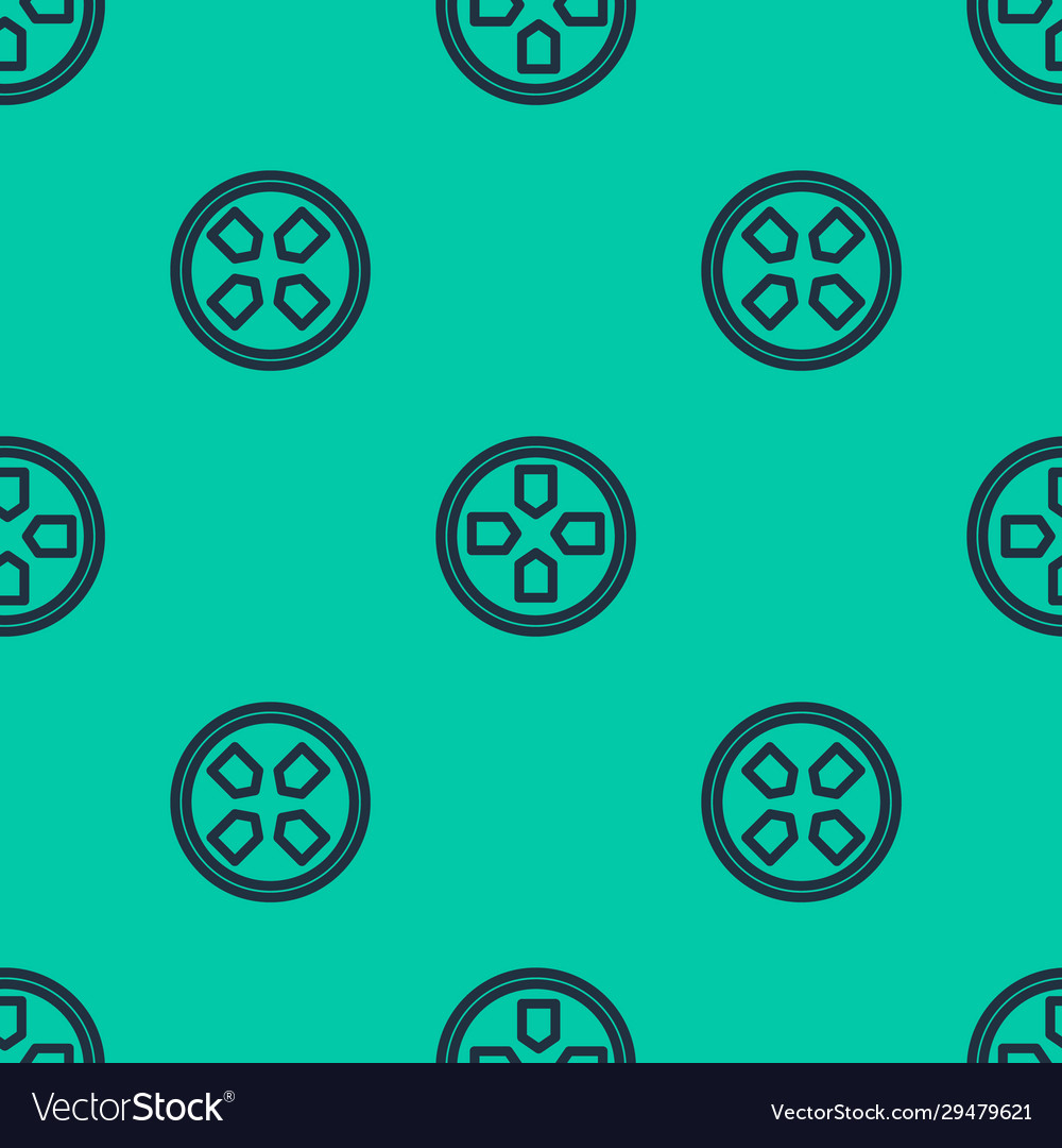 Blue line gamepad icon isolated seamless pattern