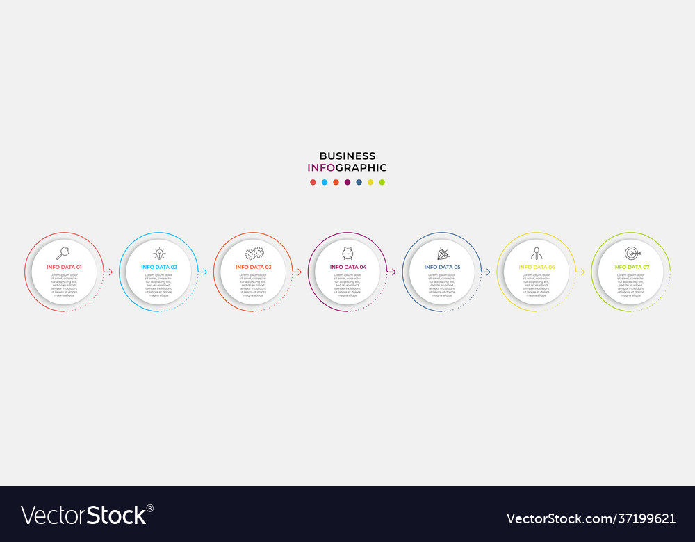 Business infographics timeline with 7 steps