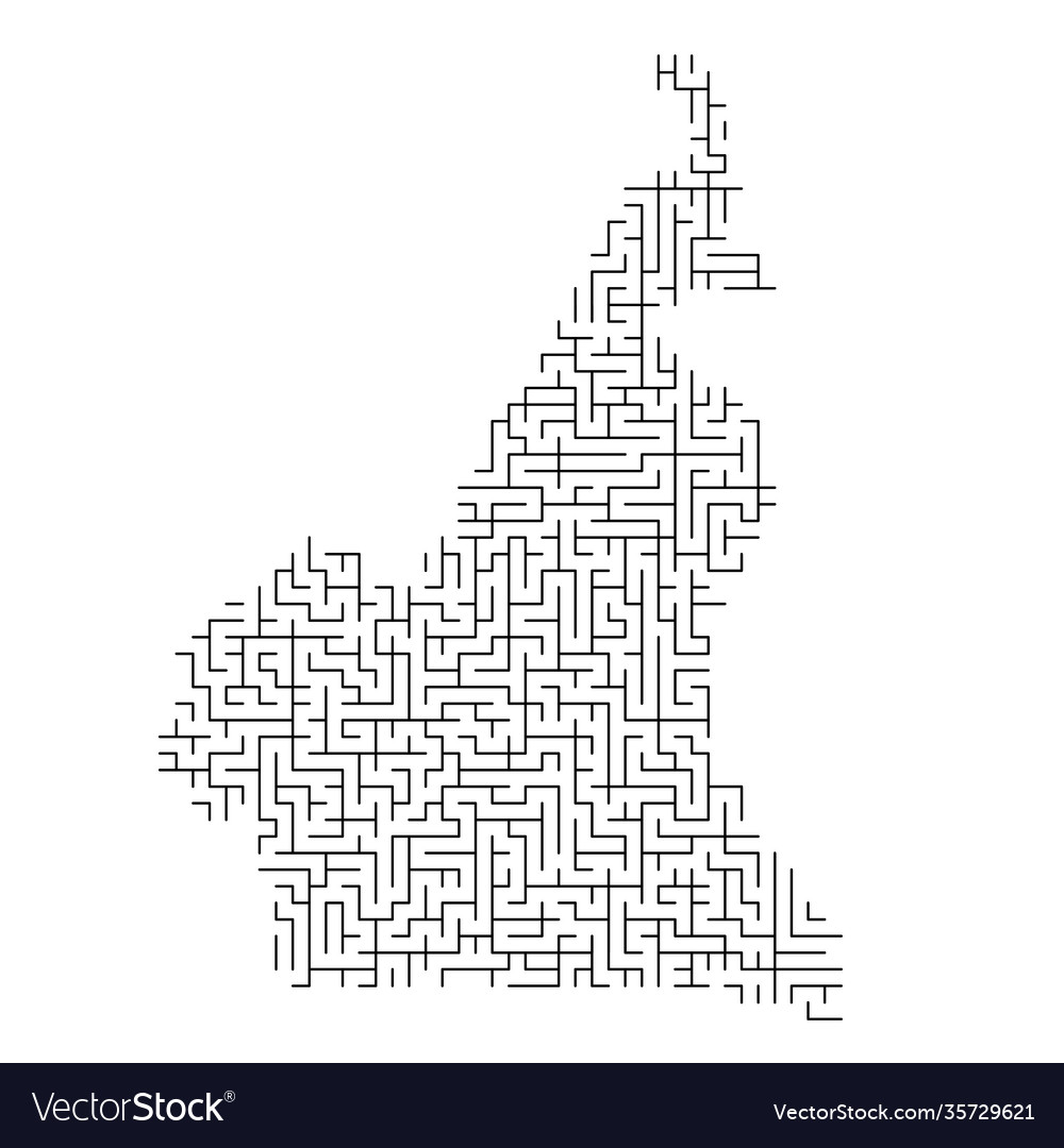 Cameroon map from black pattern maze grid Vector Image Cameroon map from black pattern maze grid