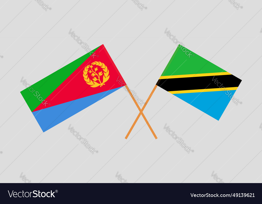 Crossed flags of eritrea and tanzania official Vector Image Crossed flags of eritrea and tanzania official