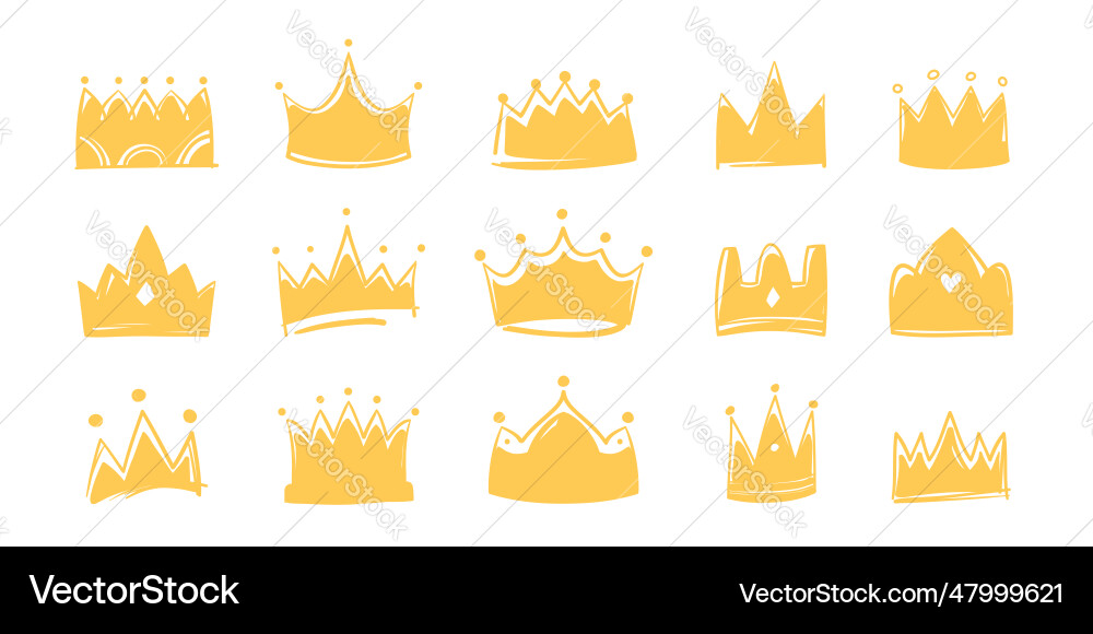 Hand drawn crowns Royalty Free Vector Image - VectorStock