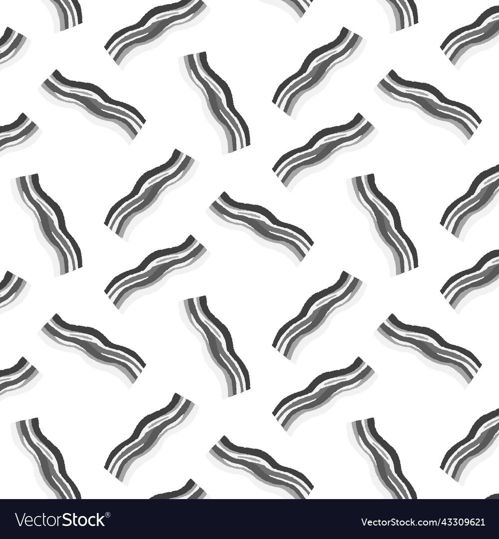 Hand drawn of raw bacon slices pattern vector image Hand drawn of raw bacon slices pattern
