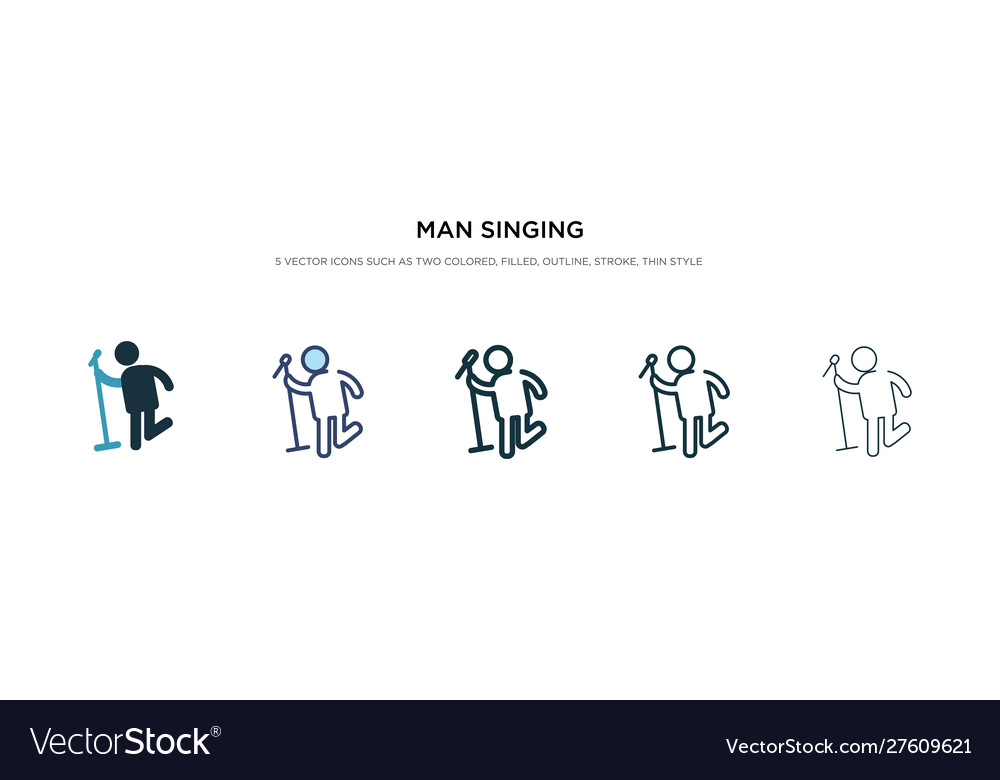 Man singing icon in different style two colored