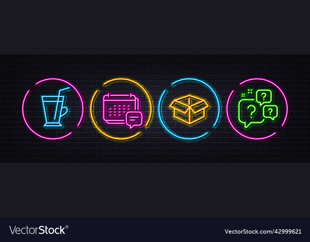 Message open box and coffee cup minimal line vector image Message open box and coffee cup minimal line