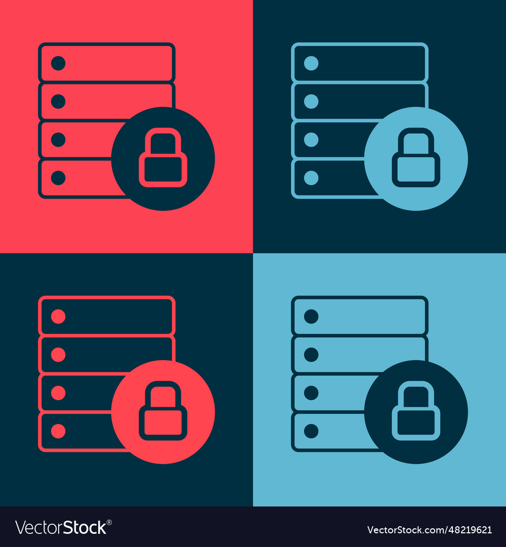 Pop art server security with closed padlock icon Vector Image Pop art server security with closed padlock icon