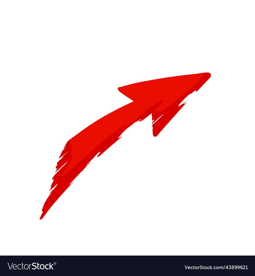 Red arrow with ragged edges direction indicator