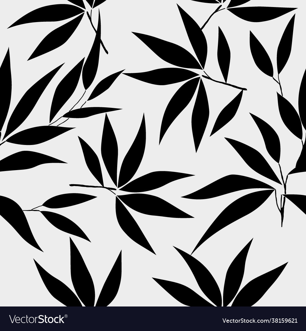 Seamless pattern with abstract black leaves Vector Image