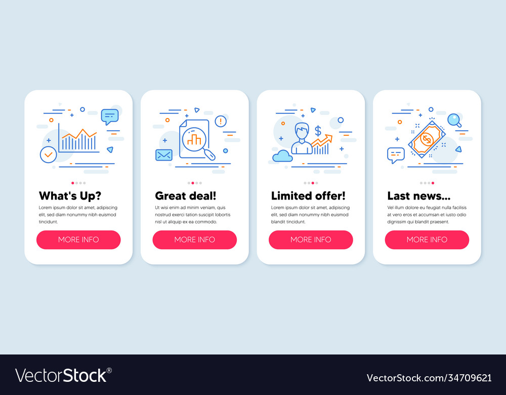 Set finance icons such as analytics graph