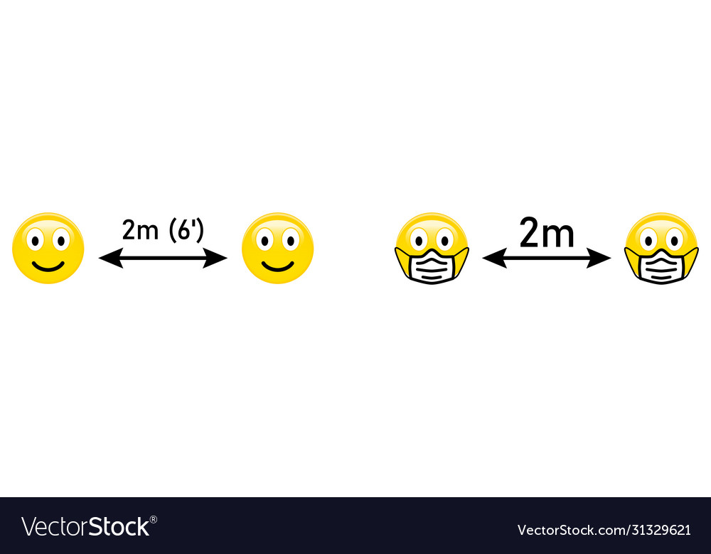 Social distancing emoji - two smiling faces icons