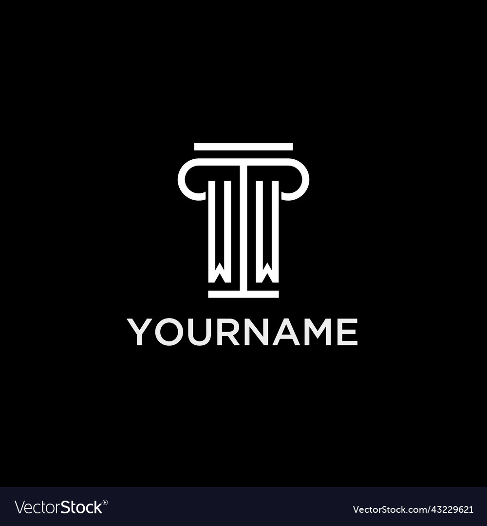 Ww monogram initial logo with pillar shape icon