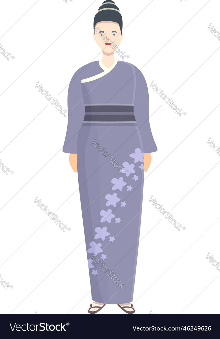 Asian costume icon cartoon japan kimono Royalty Free Vector