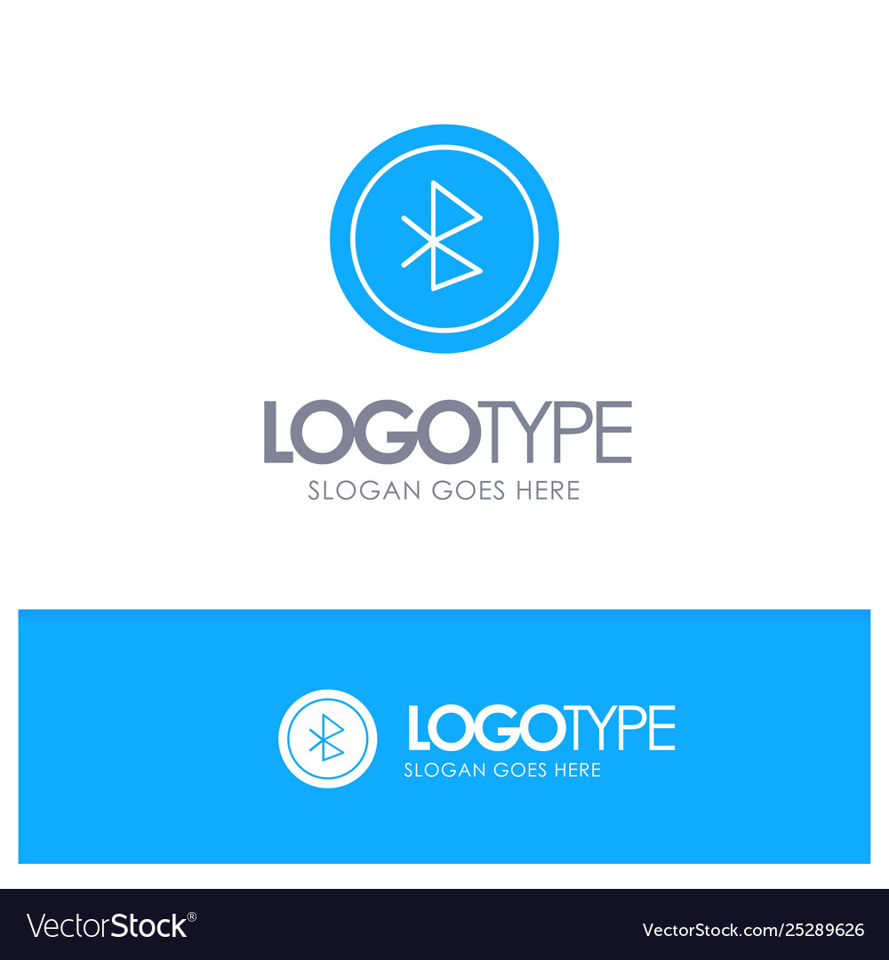 Bluetooth ui user interface blue solid logo vector image Bluetooth ui user interface blue solid logo