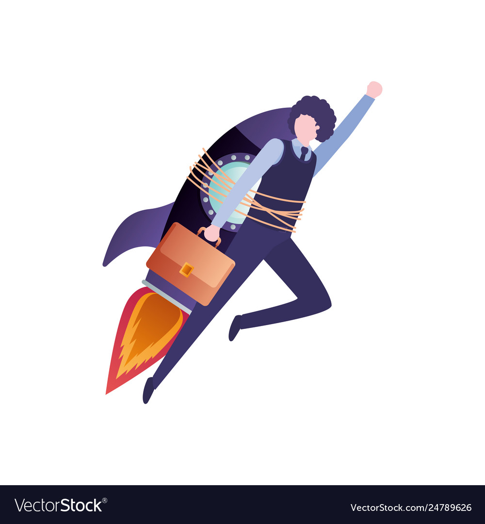 Businessman with rocket avatar character