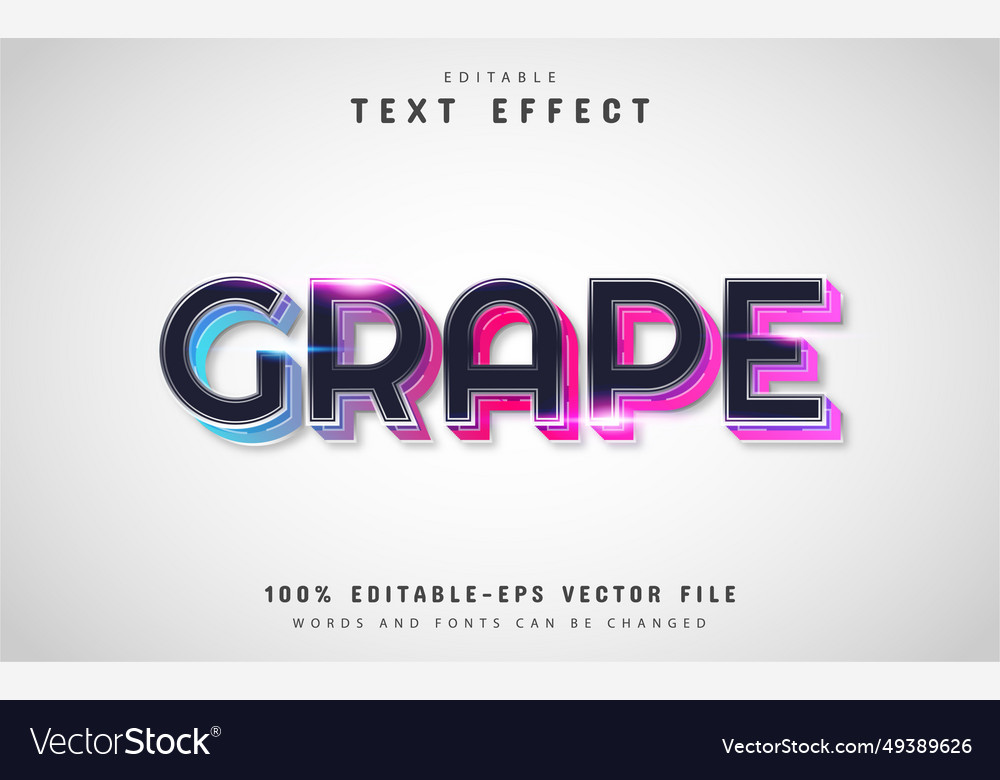 Colorful grape text effect vector image Colorful grape text effect