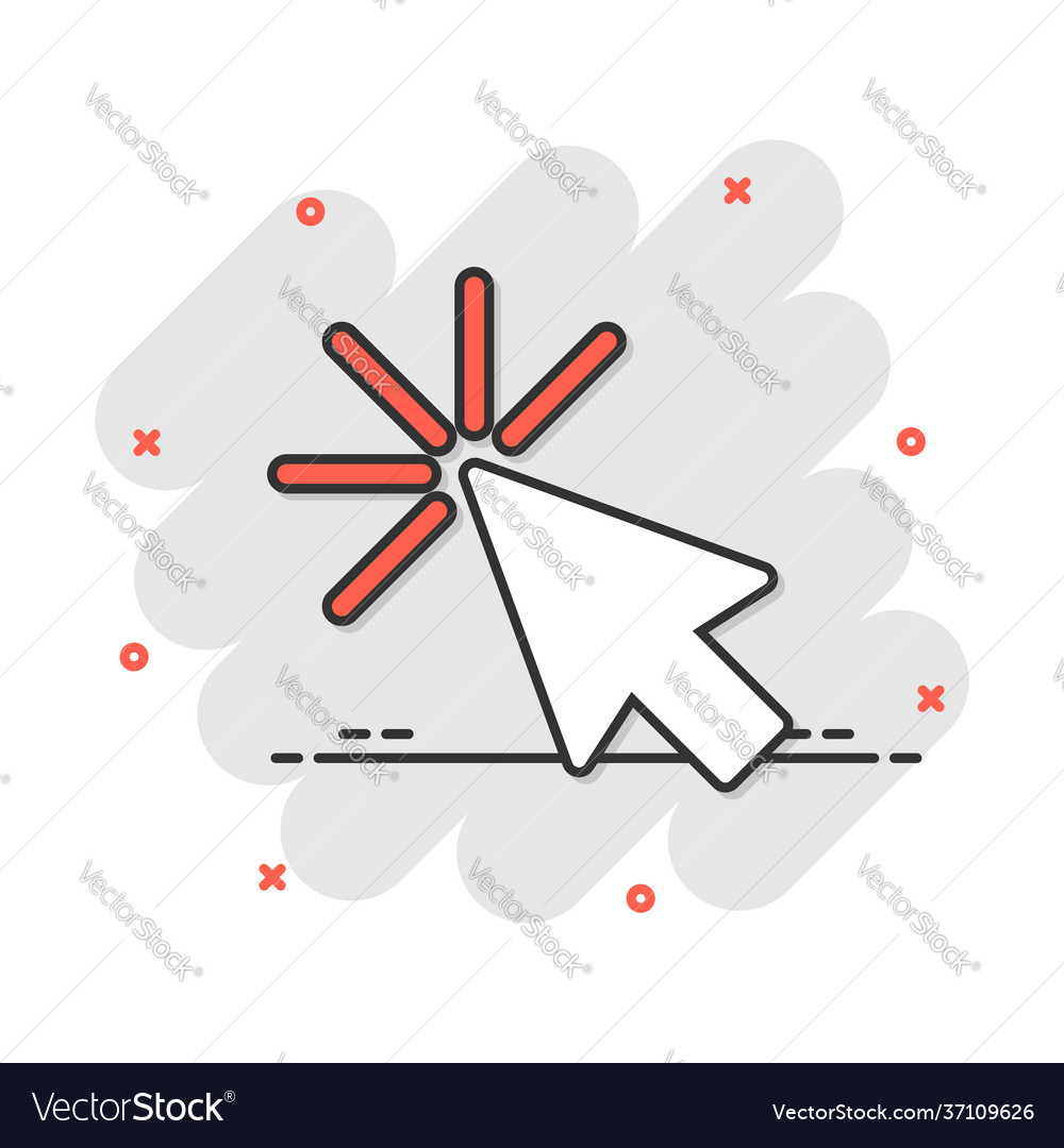Computer mouse cursor icon in comic style arrow