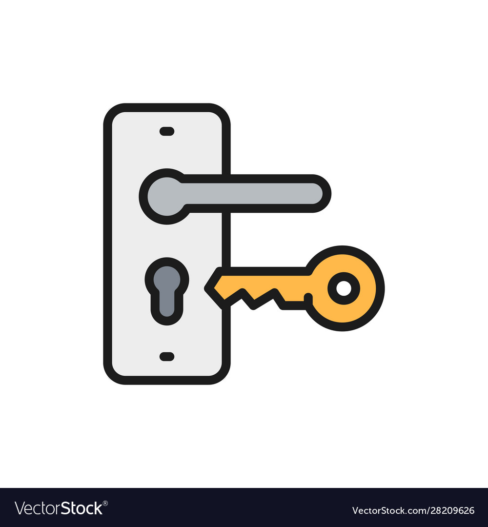 Door Handle with Key Lock Icon