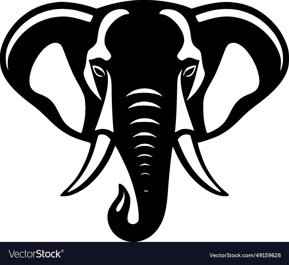 Elephant - black and white Royalty Free Vector Image