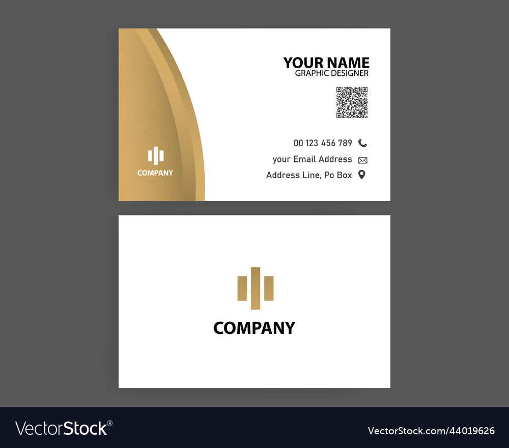 Gold color business card design template Vector Image Gold color business card design template