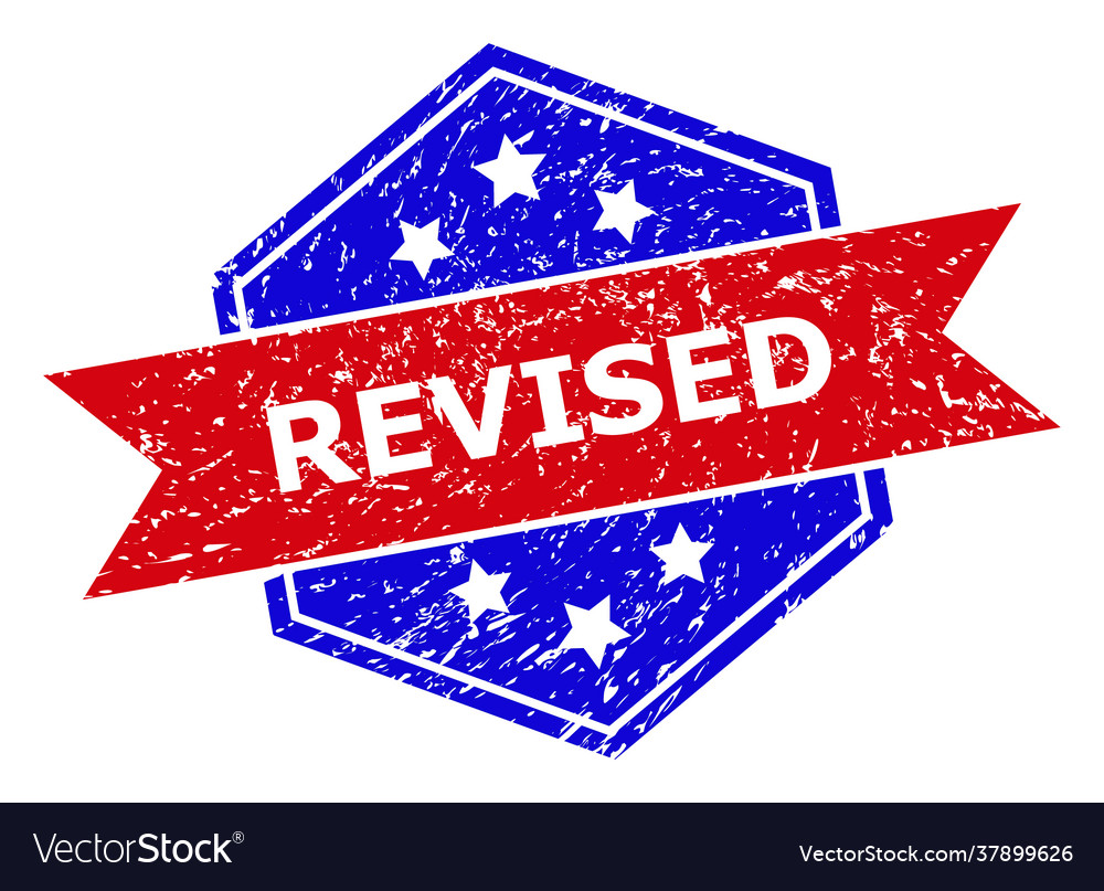 Hexagonal bicolor revised rubber stamp
