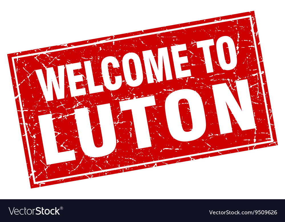 Luton red square grunge welcome to stamp