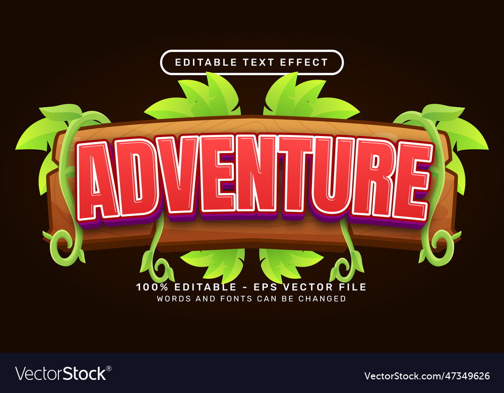 Nature adventure 3d text effect and editable vector image Nature adventure 3d text effect and editable