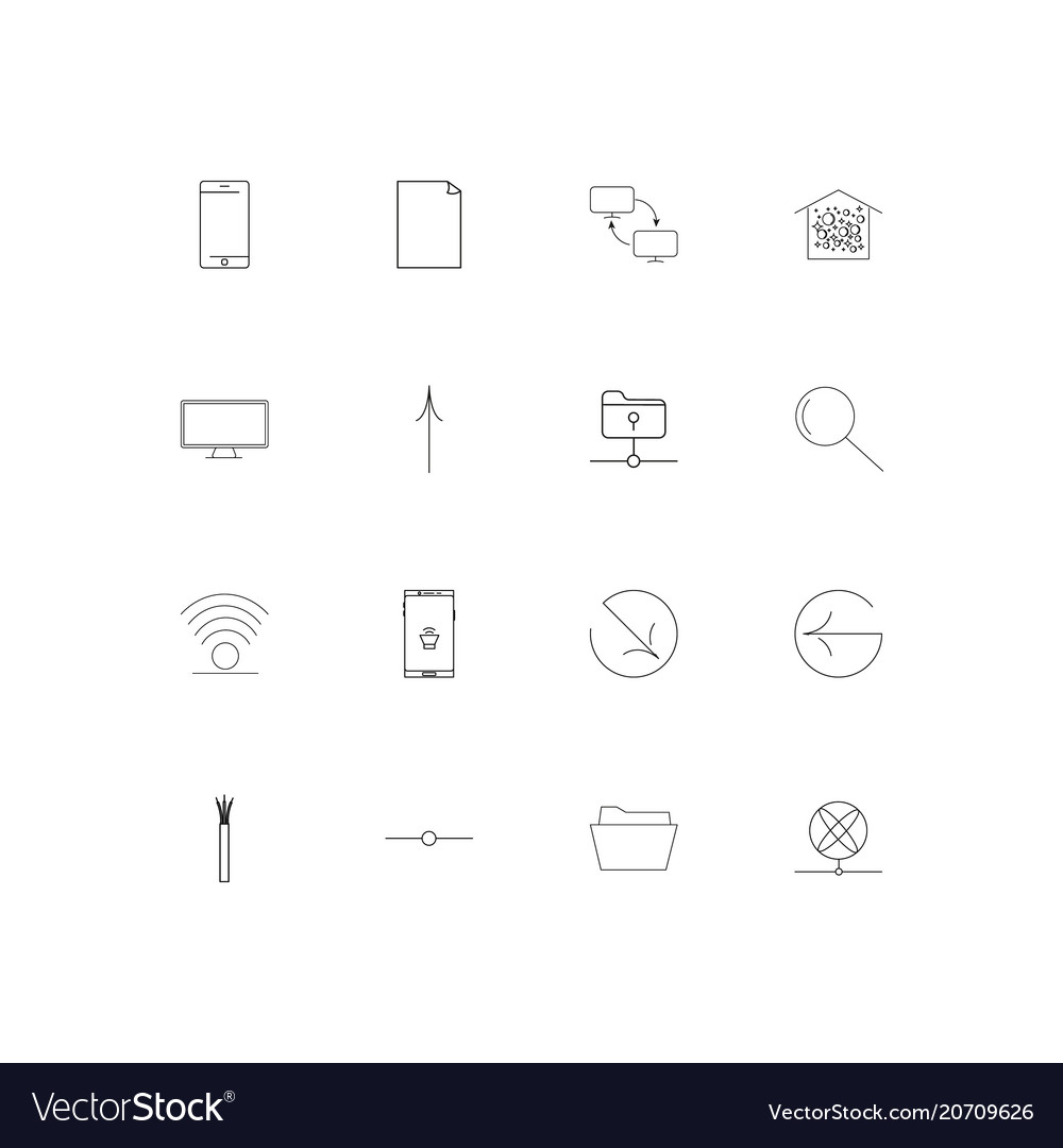 Netzwerk und Datenbank einfache lineare Icons Set