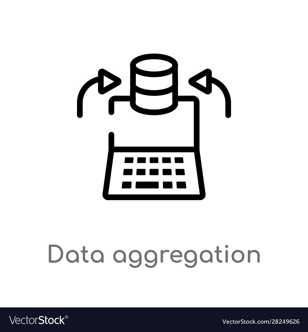 Outline data aggregation icon isolated black
