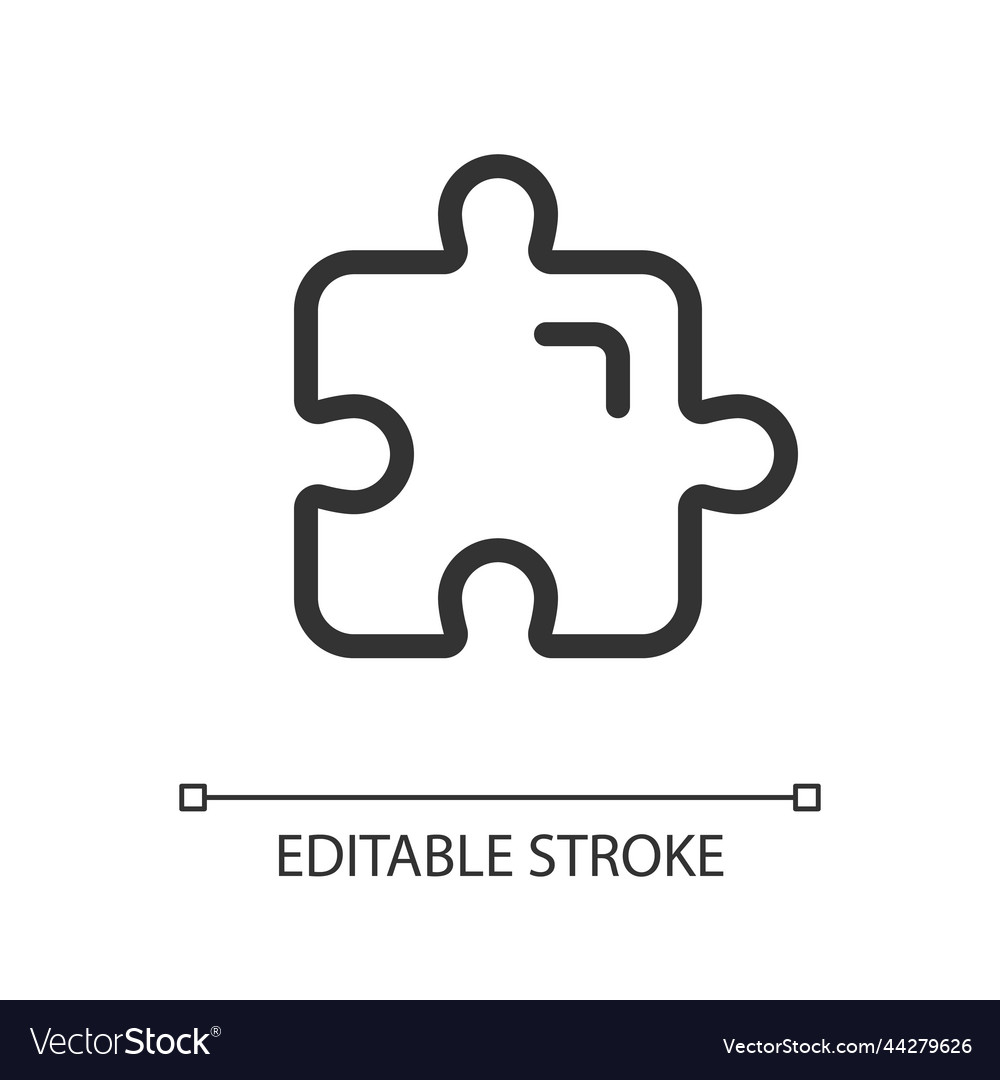 Puzzle piece pixel perfect linear ui icon vector image Puzzle piece pixel perfect linear ui icon