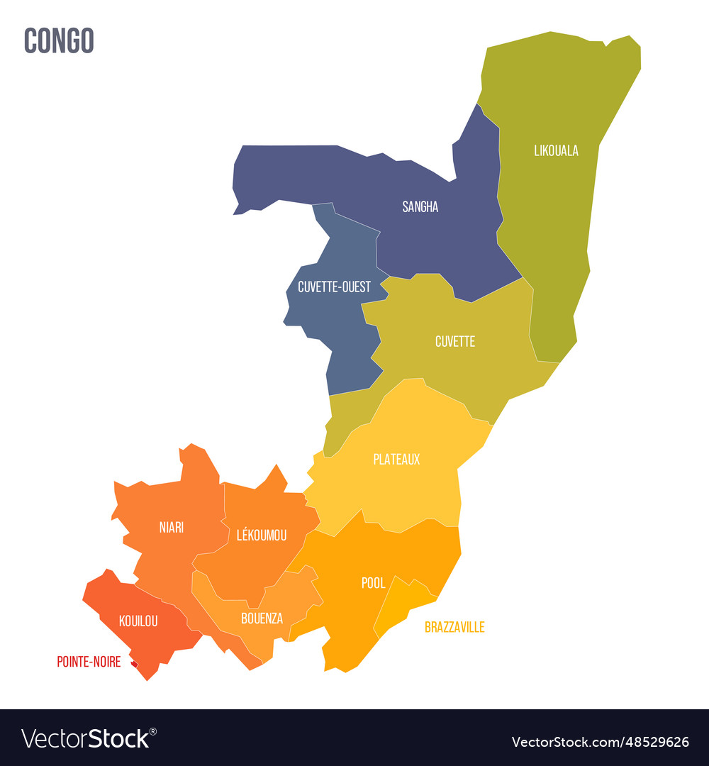 Republic of the congo political map Royalty Free Vector