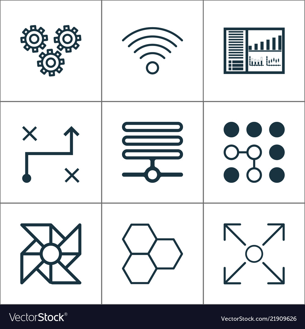 Robotics icons set with computational complexity vector image Robotics icons set with computational complexity