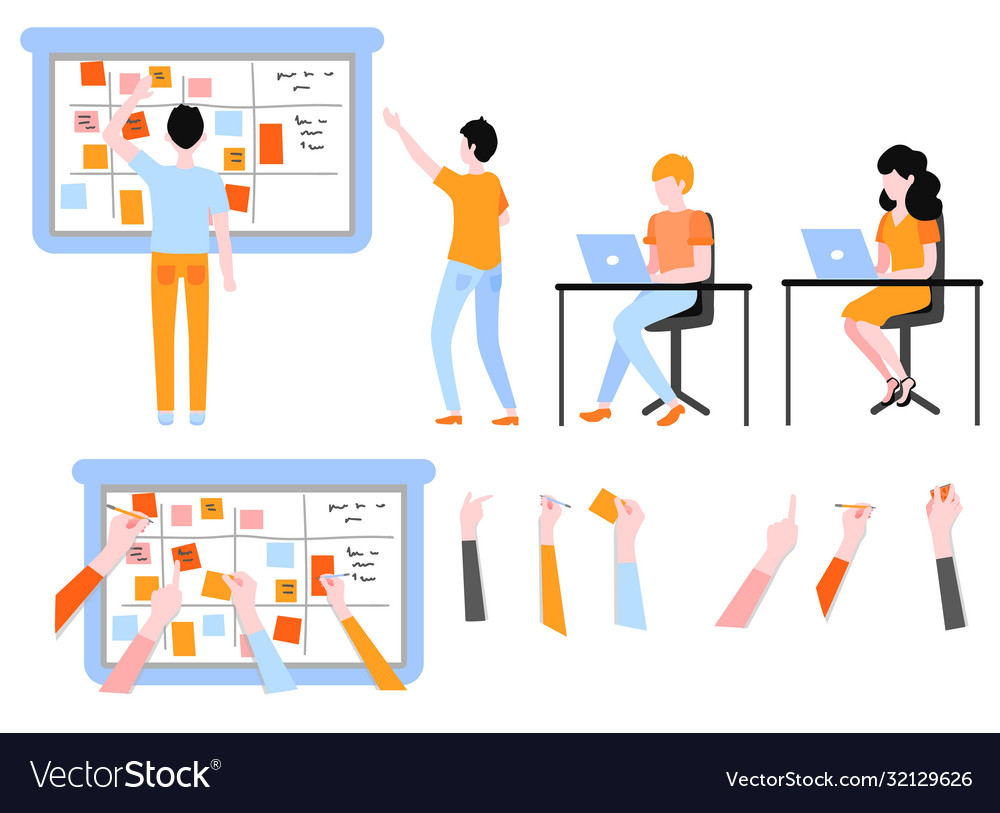 Scrum planning teamwork on software development