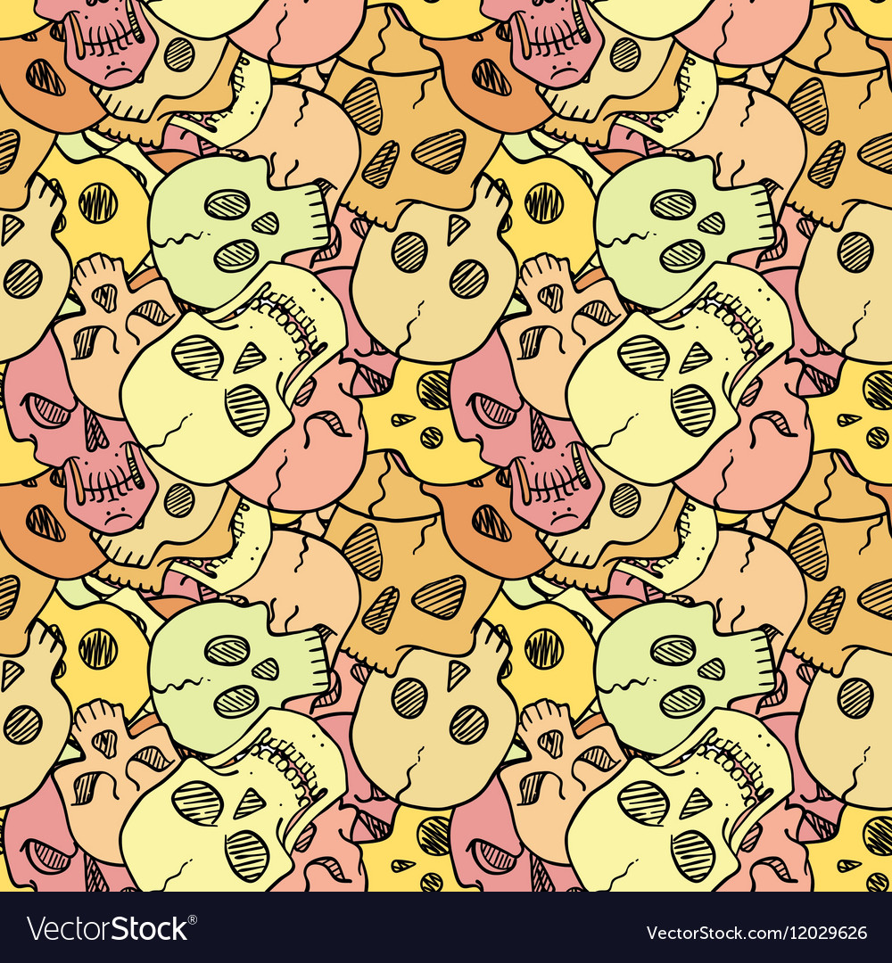 Seamless pattern with random skulls