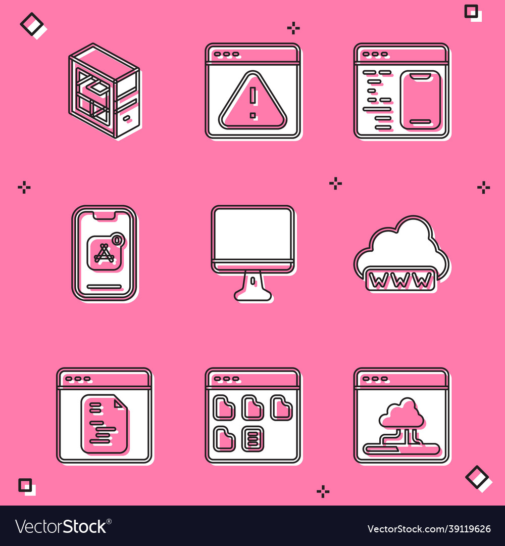 Set computer browser with exclamation mark Vector Image Set computer browser with exclamation mark