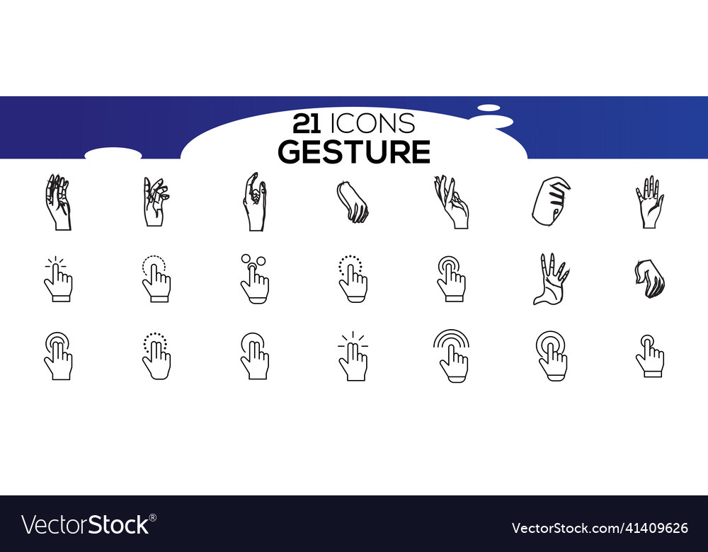 Touch screen gestures icons in thin line style