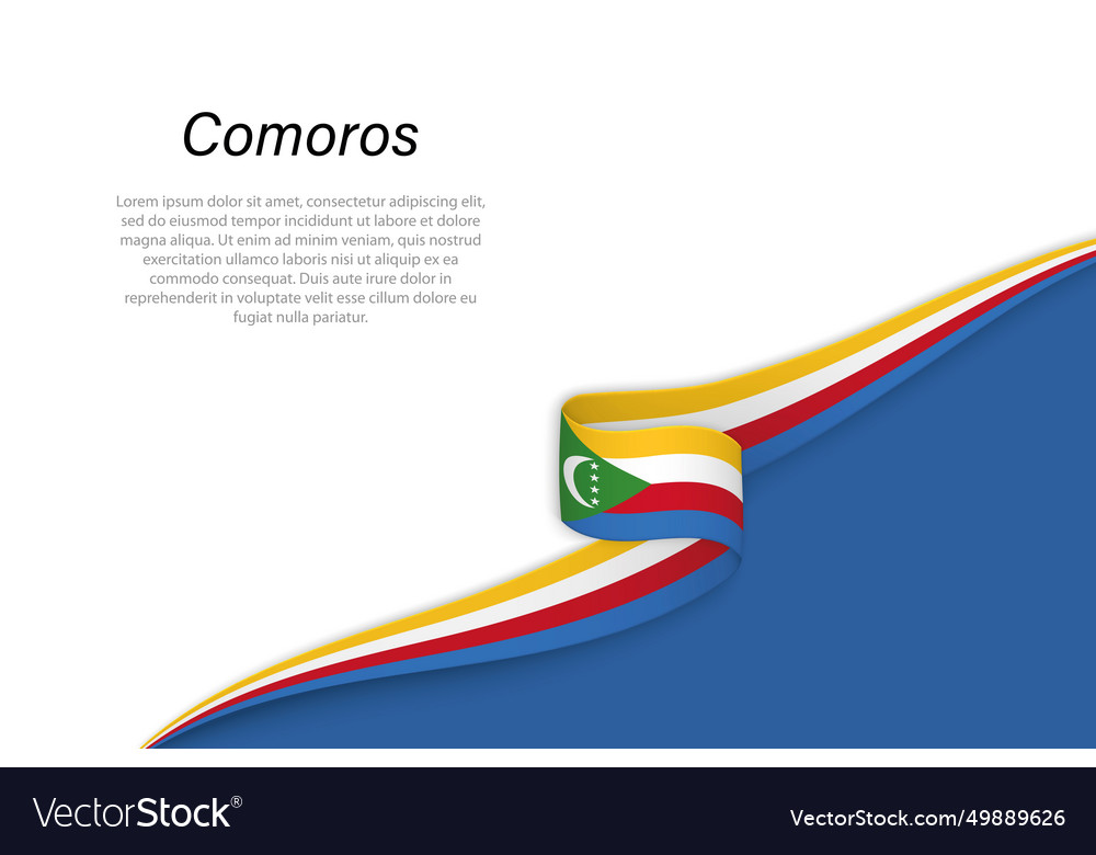 Wave flag of comoros with copyspace background vector image Wave flag of comoros with copyspace background