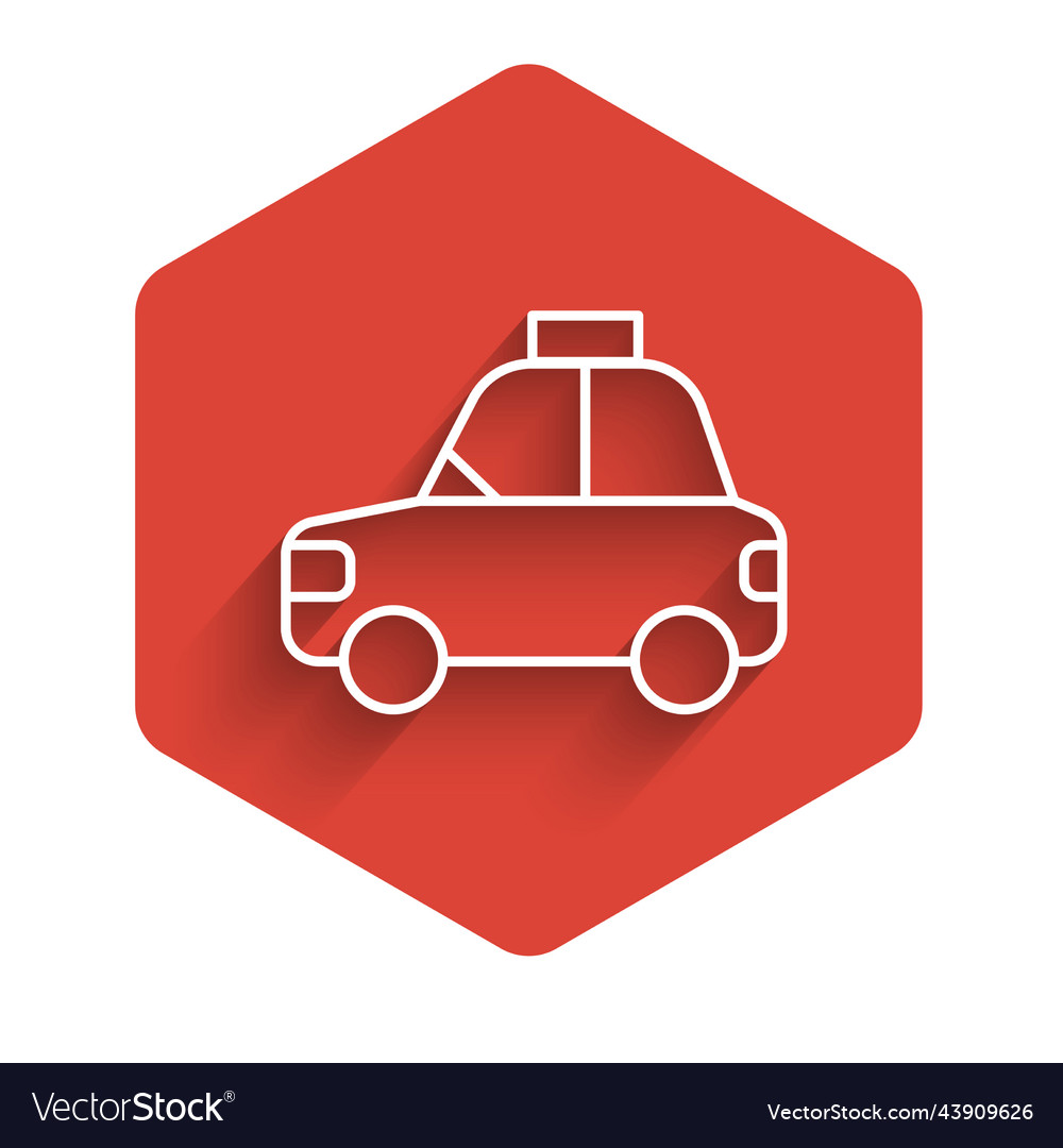 White line pet car taxi icon isolated with long