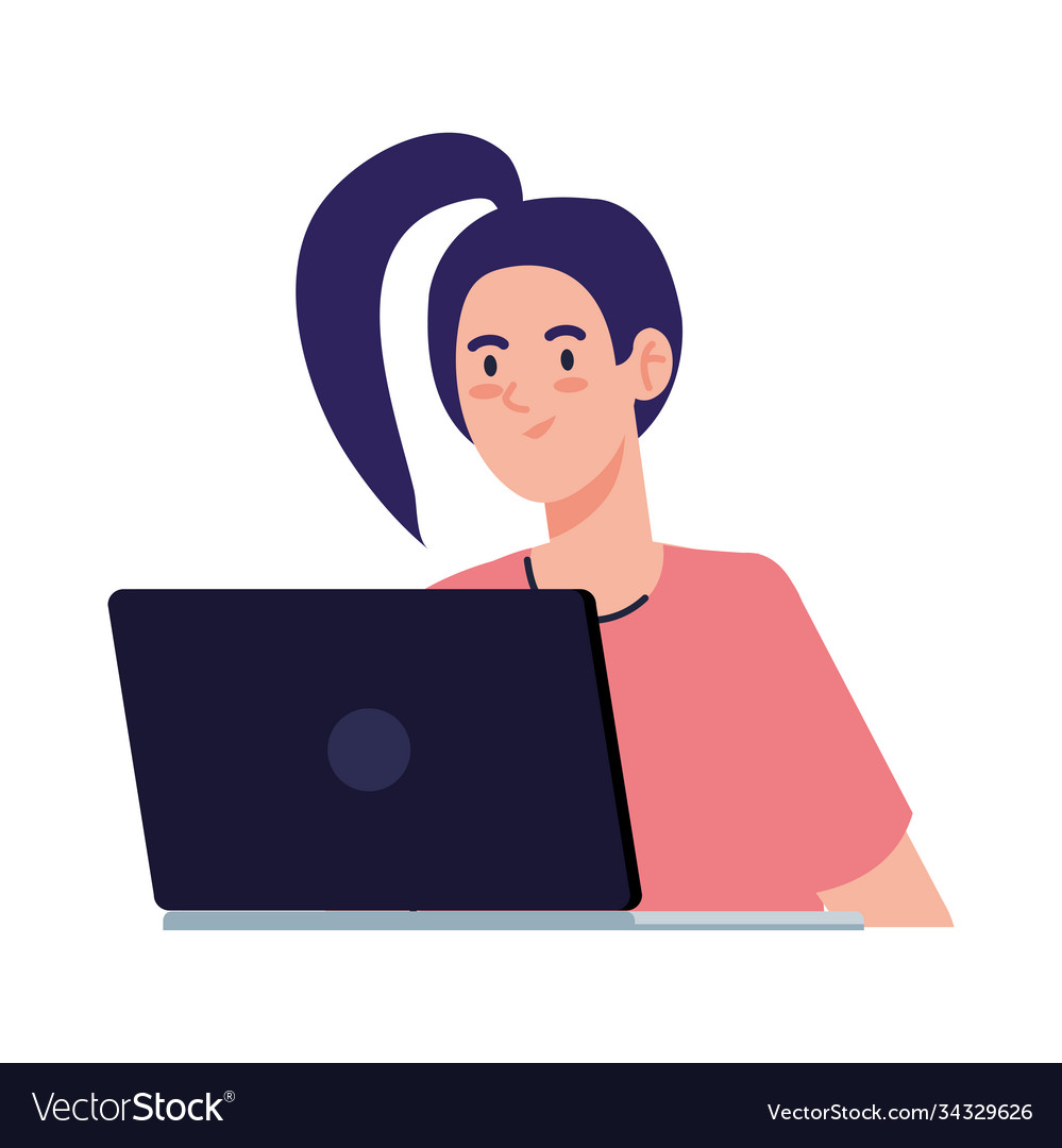 Woman cartoon with laptop design Royalty Free Vector Image