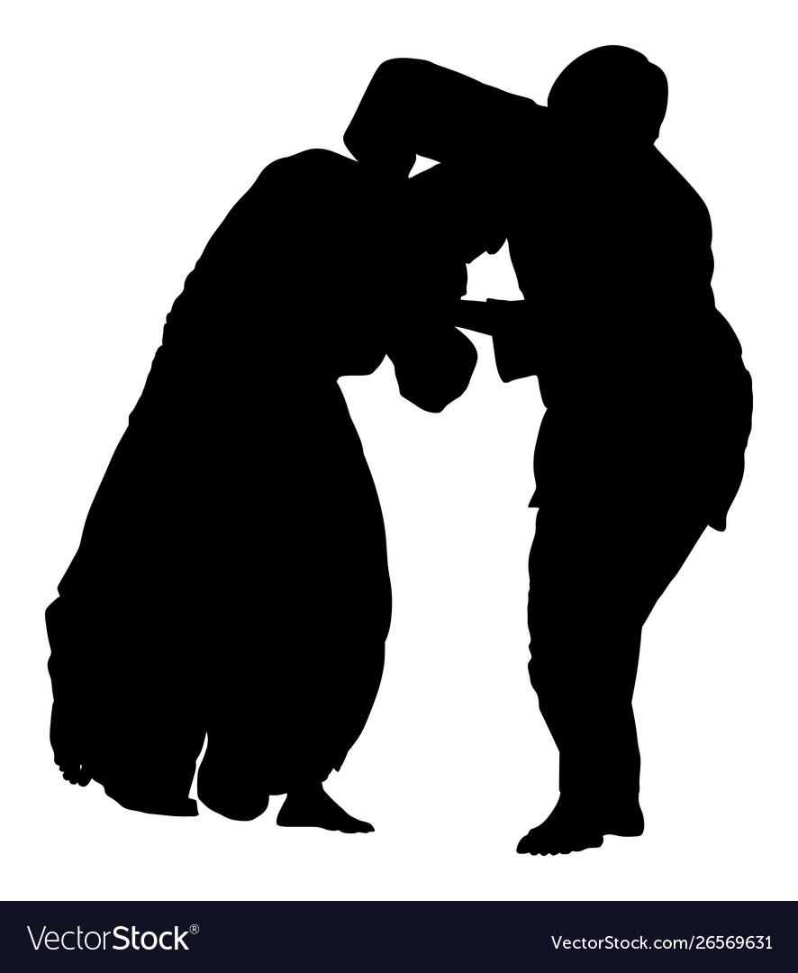 Aikido fighters silhouette sport defense skills