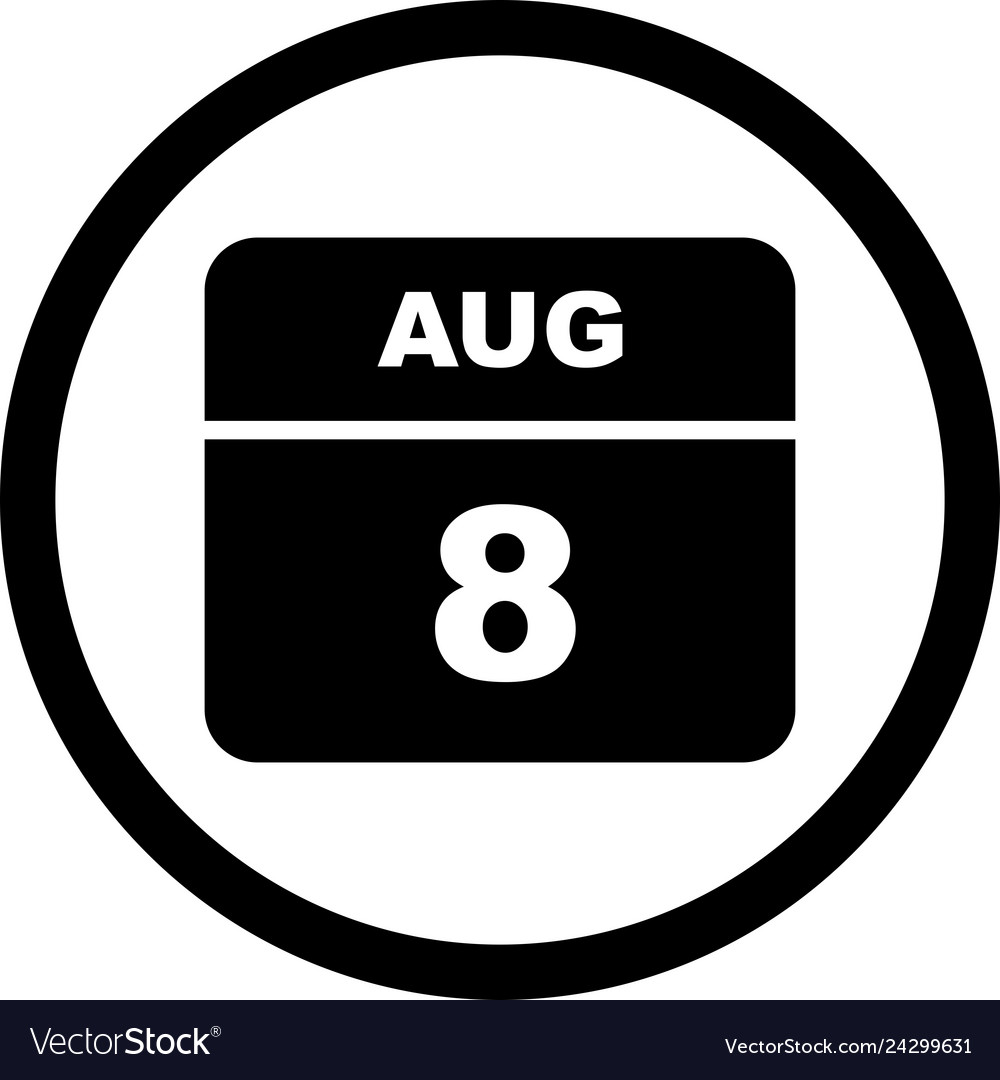 August 8th date on a single day calendar
