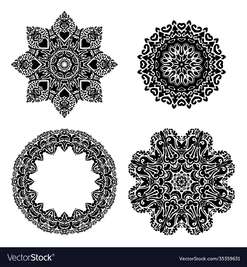 Black and white mandala ornamental decorative