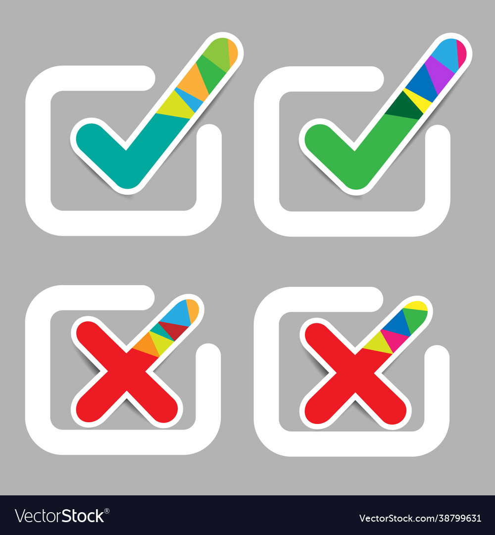 Check mark and wrong colorful with shiny stic Vector Image Check mark and wrong colorful with shiny stic