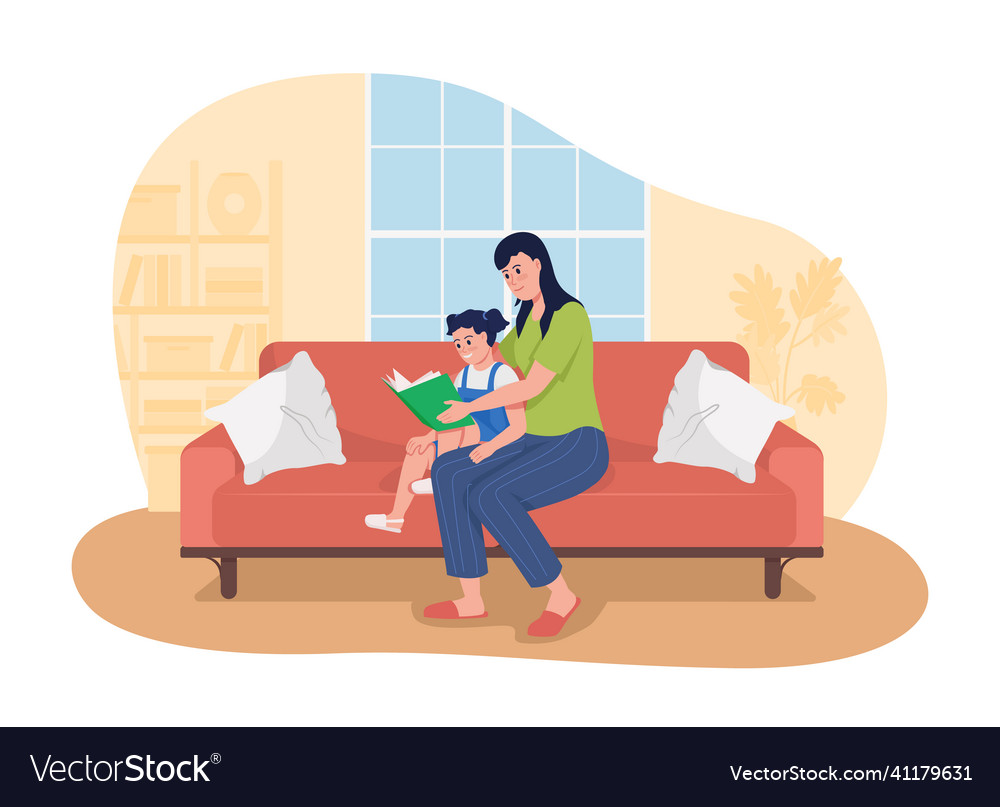 Ermutige Kind zu lieben Lese 2d isoliert vector image Ermutige Kind zu lieben Lese 2d isoliert