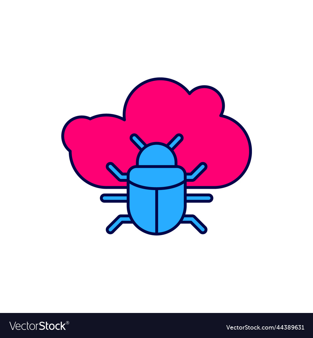Filled outline system bug on a cloud icon isolated Vector Image Filled outline system bug on a cloud icon isolated
