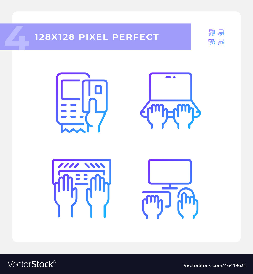 Hands using devices pixel perfect gradient linear vector image Hands using devices pixel perfect gradient linear