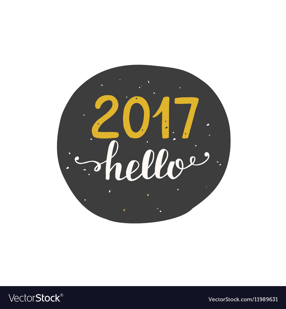 Hello 2017 label sticker isolated on white