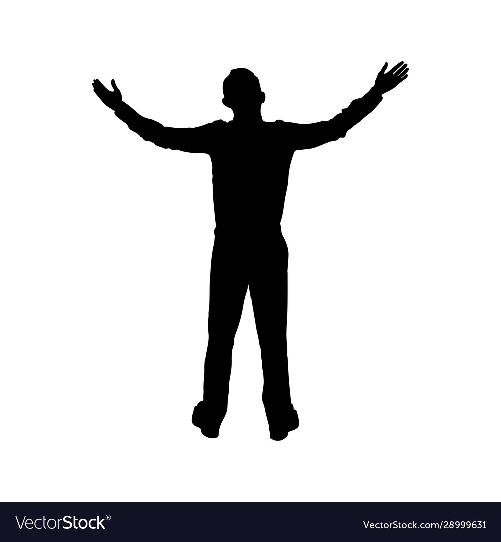 Man with hands up simple design