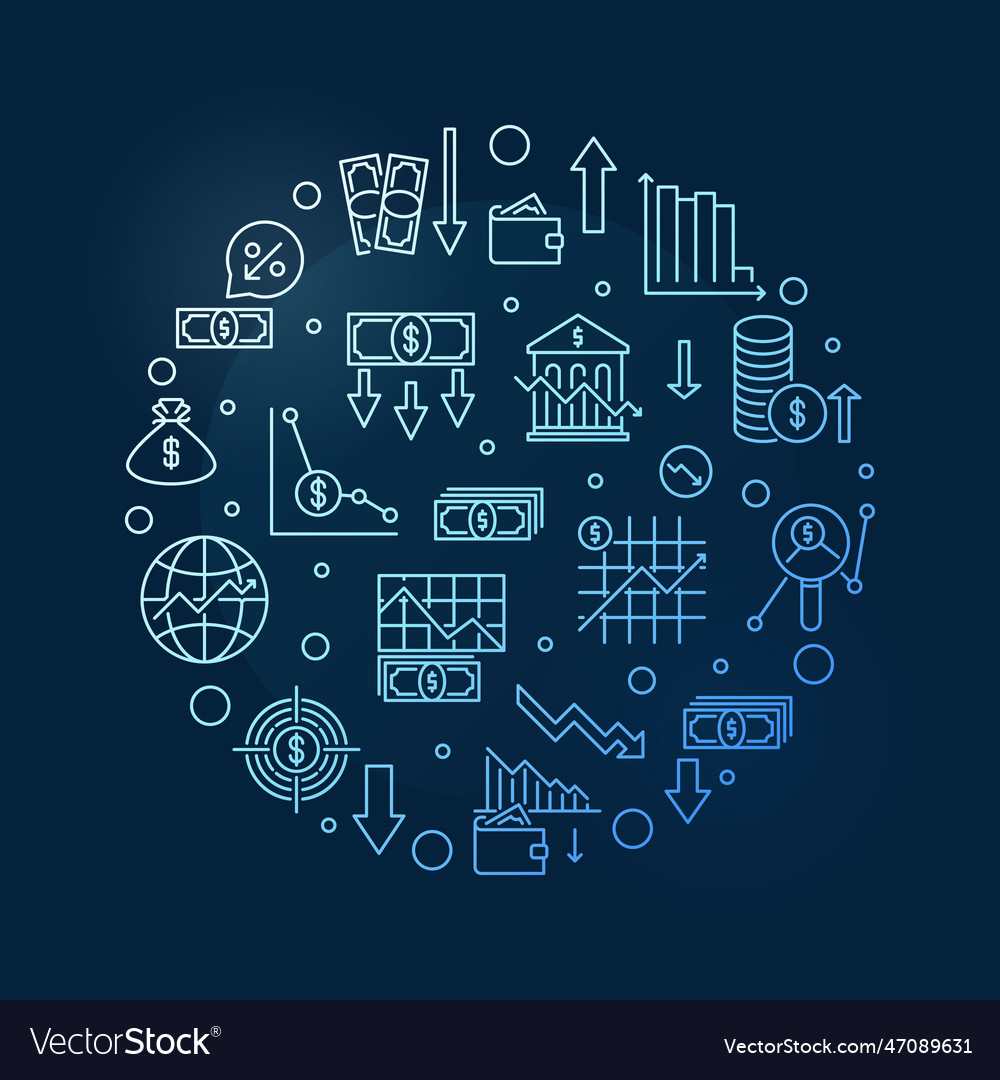 Monetary and fiscal policy macroeconomics round Vector Image