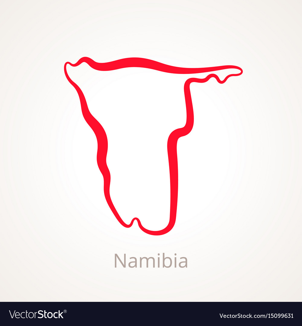 Namibia Map - Red Border Outline